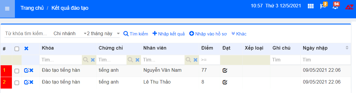 Quản lý đào tạo