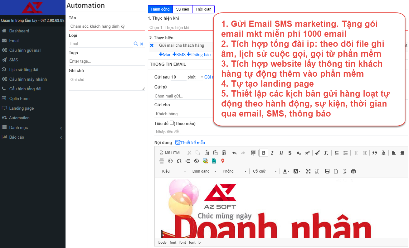 Quản lý email marketing, automation