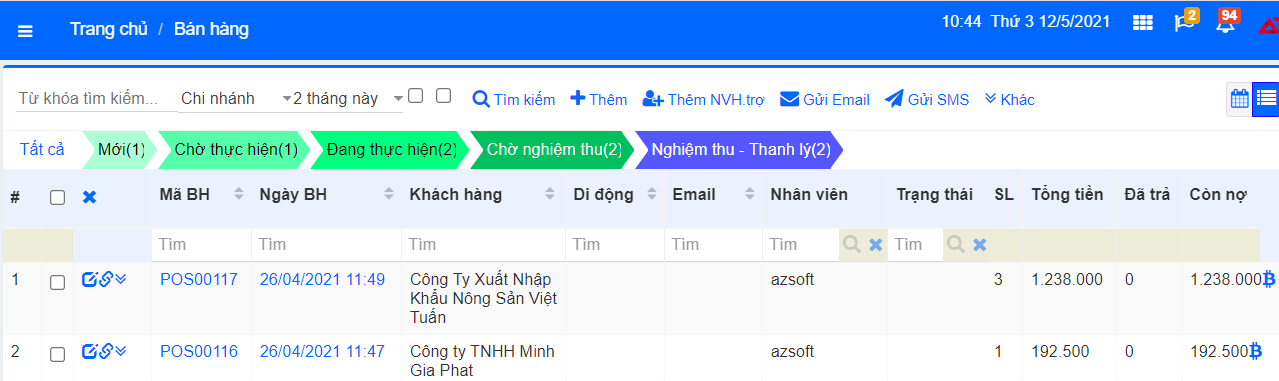 Quản lý bán hàng AZ CRM