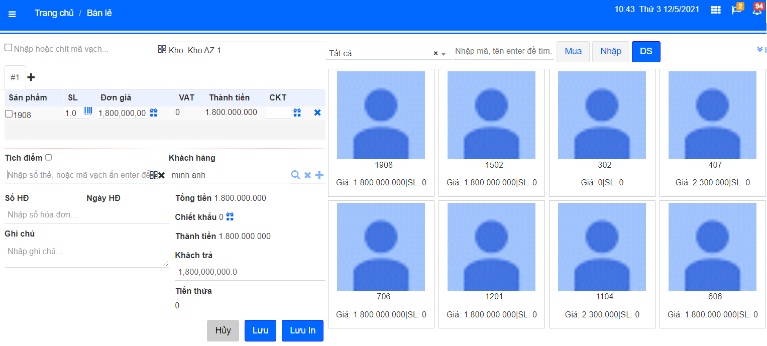 Quản lý bán lẻ trên phần mềm quản lý bán hàng AZ POS
