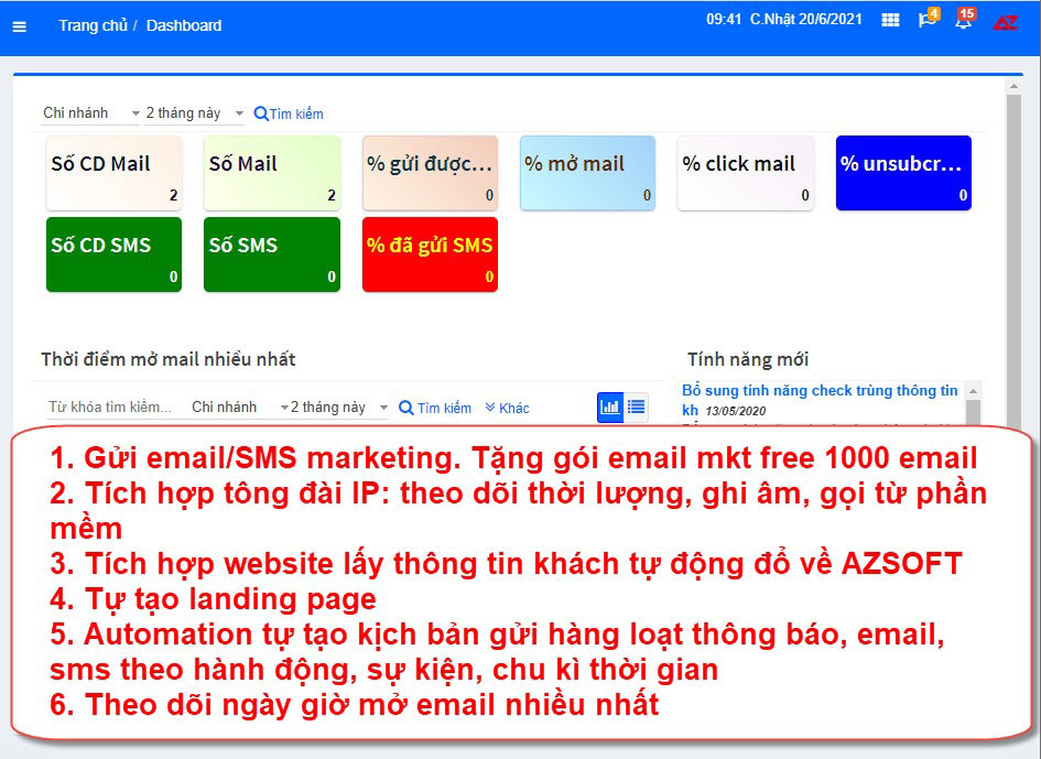 Quản lý các chiến dịch email, sms marketing hiệu quả trên phần mềm AZ PROJECT