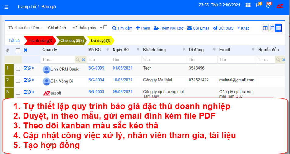 Quản lý báo giá dự án trên phần mềm AZ PROJECT